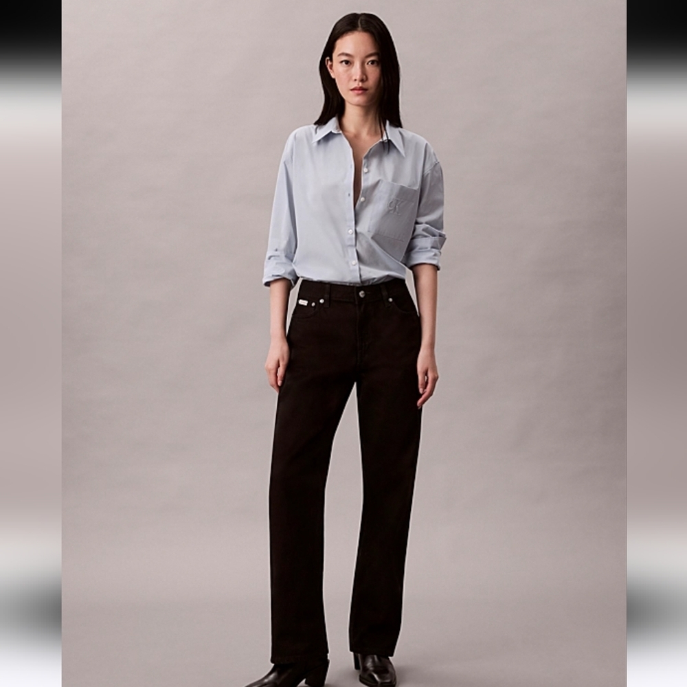 Calvin Klein Blue Poplin Relaxed Button-Down Shirt Size XS NWT
